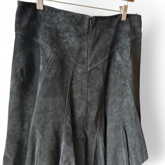 Vintage Black Suede leather Pleated Skirt Women’s Size 12 A-Line Midi - Picture 7 of 7